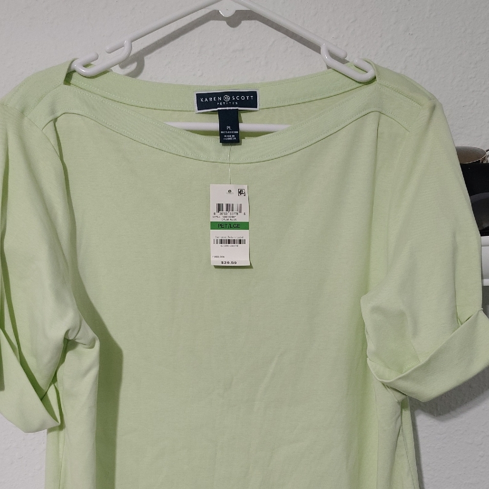 Karen Scott Women's Pastel Green Long Sleeve Top